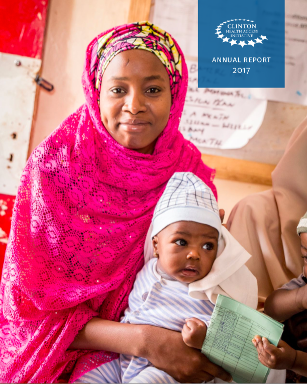 A smiling mother and infant on the cover of the 2017 Annual Report.