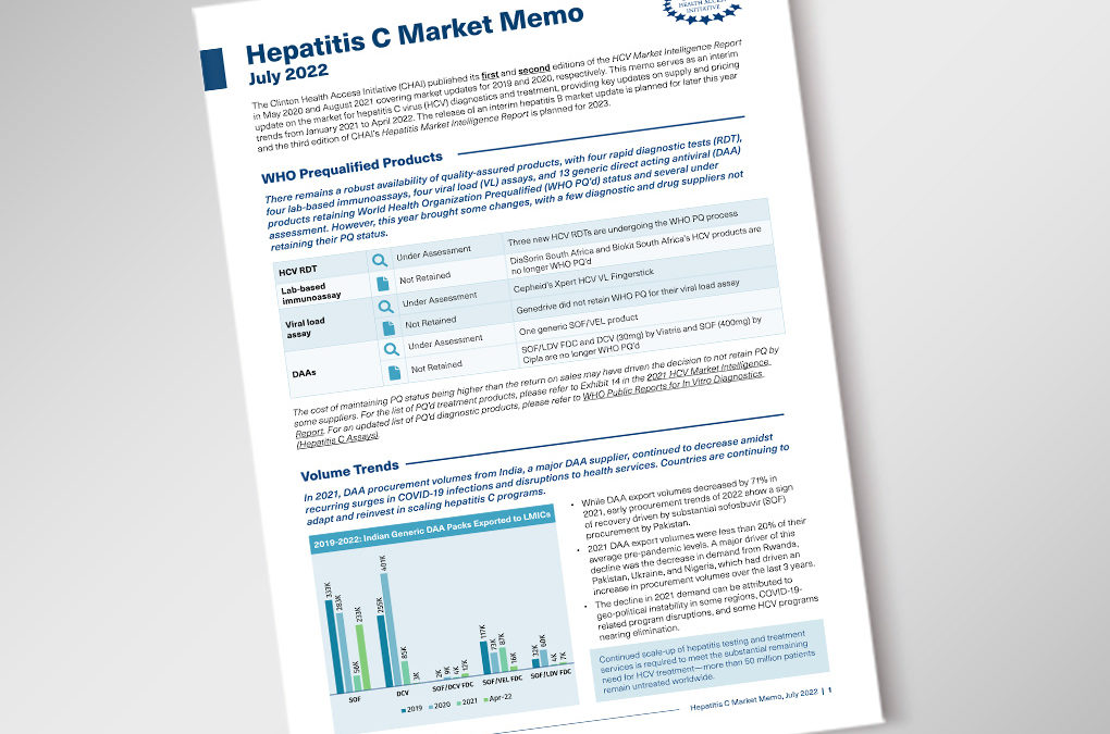 CHAI releases the 2022 Hepatitis C Market Memo