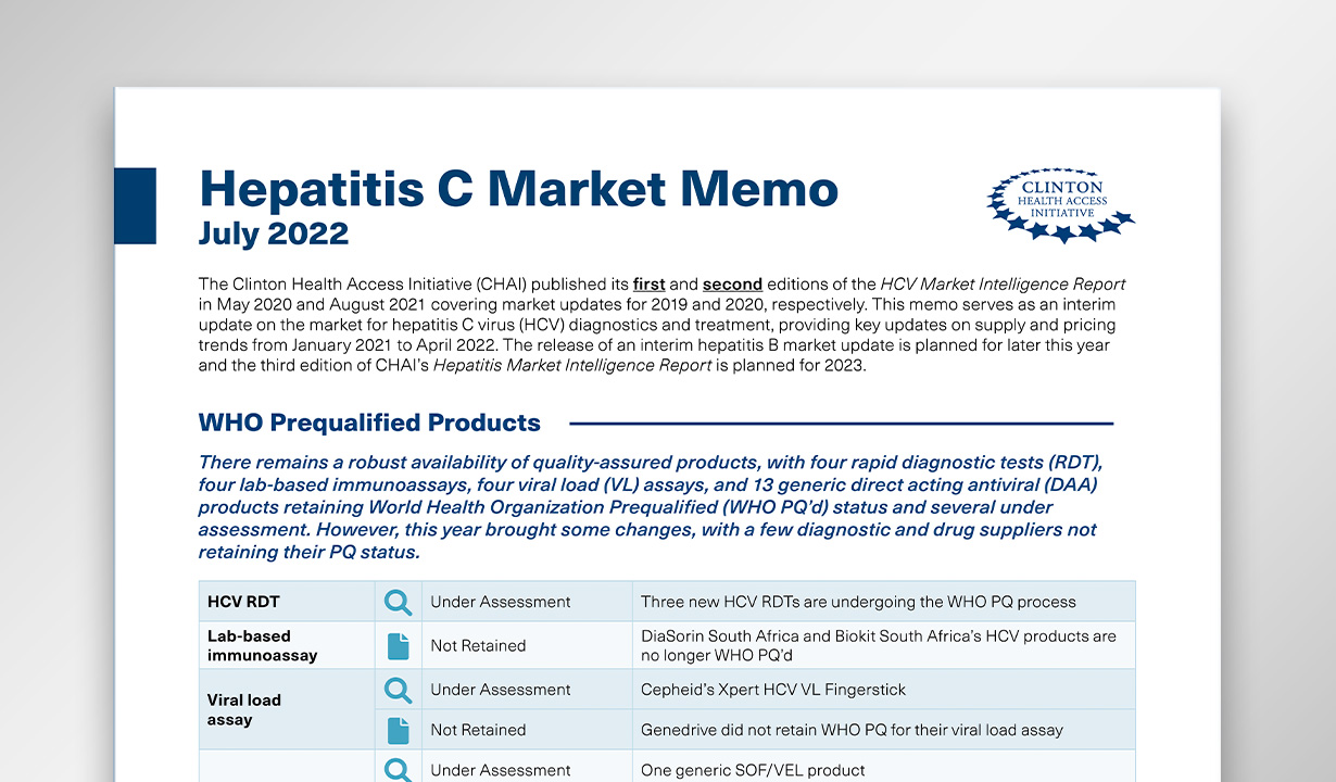 Report cover of Hepatitis C Market Memo July 2022