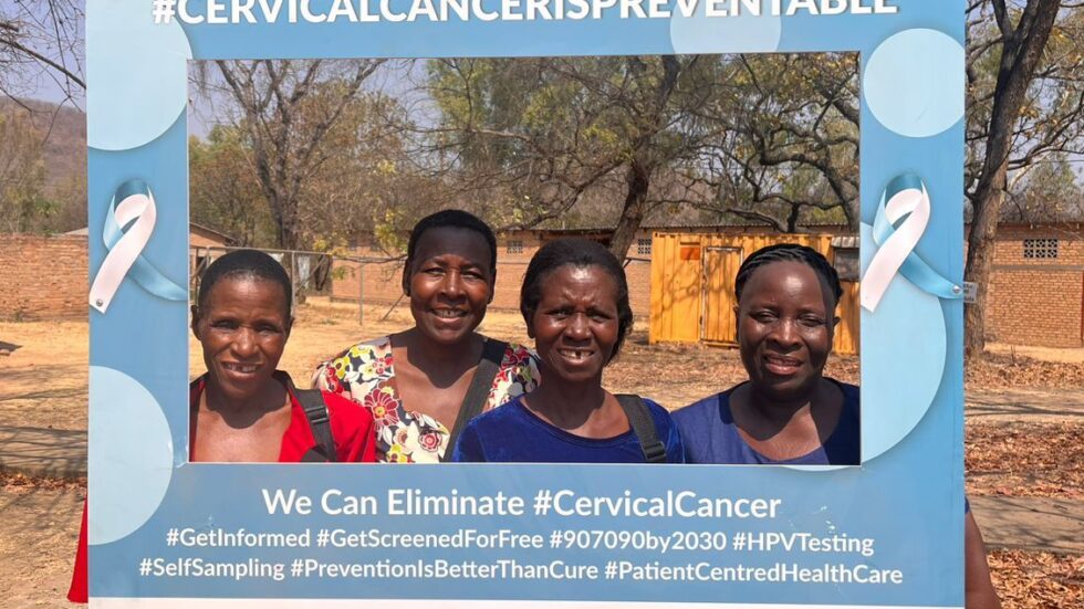 From Left to Right. Community health workers Ottilia Kamuriwo, Shiella Mawari, Euritah Masanga and Theresa Mukouyo at Chidamoyo Christian Hospital, Mashonaland West, Zimbabwe.